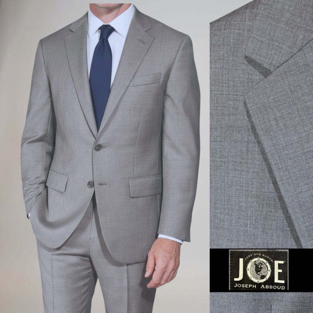 Joseph Abboud 36S 28x28 Dove Blue - Gray Fine Twill 2-Piece Suit Modern